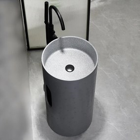 BPS-koupelny Voľne stojace keramické umývadlo HYD-ST4-GR-WOF-860 ø40 cm, sivé
