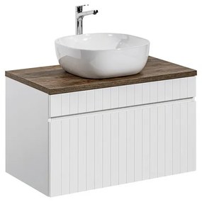 Závěsná skříňka Iconic s deskou a umyvadlem 80 cm bílá/dub santa fe vintage