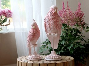 Ružová dekorácia papagáj na podstavci Parroté - 10*11*28 cm