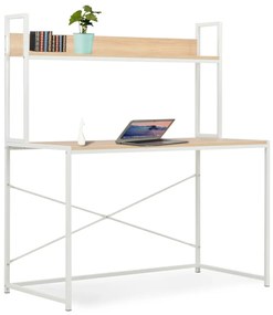 Počítačový stôl biely a dubový 120x60x138 cm