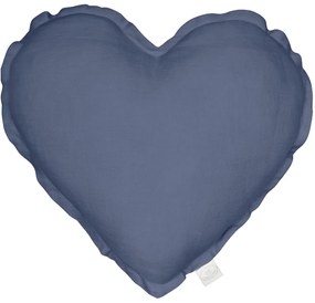 Cotton &amp; Sweets Ľanový vankúš srdce modrá 44cm