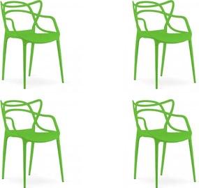 Sada 4 ks plastových stoličiek KATO zelených