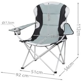 Malatec 2300 Záhradná a kempingová stolička čalúnená šedá