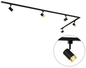Inteligentný koľajnicový systém s 5 bodovými svetlami čierna zlatá 1-fázový vrátane 5 Wifi GU10 50mm - Iconic Jeana