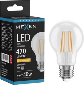 Mexen Vintis, LED filamentová žiarovka E27, A60, 4 W, teplá biela 2200K, číra, L150-E27-0422-00