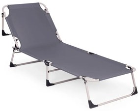 Polohovateľné skladacie lehátko s poduškou sivej farby