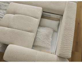 Béžová rozkladacia/s úložným priestorom rohová pohovka z textílie buklé (ľavý roh/s leňoškou) Roxelane – Bobochic Paris