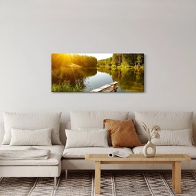 Obraz - Jazero pri lese (120x50 cm)