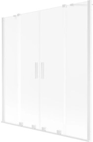 Mexen Velar Duo, 2-krídlová vaňová zástena s posuvnými dverami 160 x 150 cm, námraza, biely profil, 896-160-000-32-20