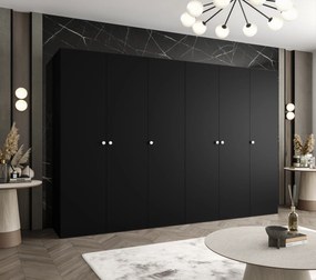 Šatníková skriňa 300 cm Parna 1 (čierna + strieborná). Akcia -20%. Vlastná spoľahlivá doprava až k Vám domov. 1125905
