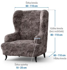 Bielastické poťahy MARMO hnedé kreslo ušiak (š. 60 - 110 cm)