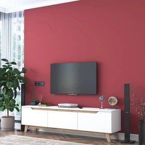 TV stolík/skrinka Damien (biela + orech svetlý). Akcia -15%. Vlastná spoľahlivá doprava až k Vám domov. 1073397
