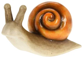 Záhradná figúrka z polyresínu Snail, 12,5 cm, oranžová