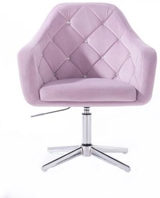 LuxuryForm DESIGN Kreslo ROMA VELUR na striebornom kríži - levanduľa