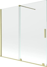 Mexen Velar, 2-krídlová posuvná vaňová zástena 170 x 150 cm, 8mm číre sklo, zlatý matný profil, 896-170-000-01-55