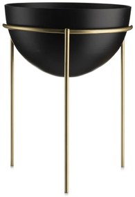 KOVOVÝ KVETINÁČ SO STOJANOM LOFT 25X19 CM ČIERNA/ZLATÁ