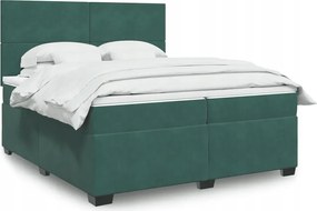 vidaXL Posteľný rám boxsping s matracom tmavozelený 200x200 cm zamat