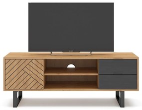 Antracitovosivá/prírodný TV stolík v dekore duba 140x52 cm Madona – Marckeric