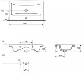 Umývadlová skrinka s umývadlom CERSANIT LARA Nina šedá