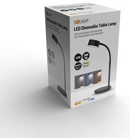 SOLIGHT LED stolná lampička, 4,5 W, 300lm, 3CCT, čierna, podstavec