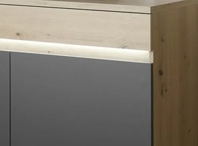 TV skříňka s policí Lille, dub artisan/antracit, s osvětlením