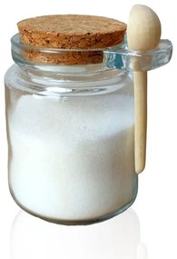 Sklenená dóza s korkovým uzáverom a lyžičkou, 240ml CUKŘENKA