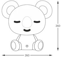 Detská nočná LED lampa KOALA sivá
