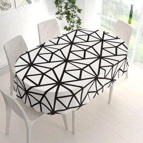 Biante Bavlnený oválny obrus Sandra SA-577 Čierne geometrické vzory na bielom 120x180 cm