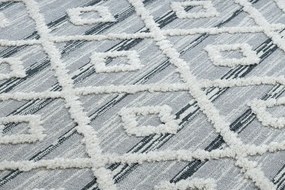Koberec SEVILLA Z555A mreža, diamanty šedá / biely - strapce, Labyrint-Grécky vzor, Berber, Maroko, Shaggy Veľkosť: 140x190 cm