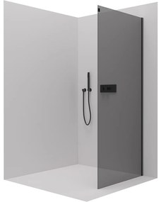 Cerano Santoro, sprchová stena 70x195 cm pre sprchové dvere série Santoro, 6mm šedé sklo, čierny profil, CER-CER-424996