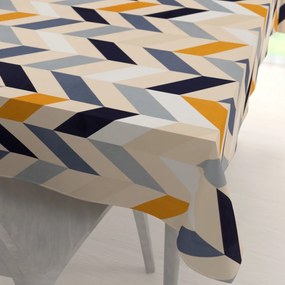 Biante Bavlnený obdĺžnikový obrus Sandra SA-751 Veľké cik-cak modro-žlto-krémové pruhy 120x180 cm