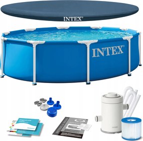 Roštový bazén Intex 305 x 76 cm Čerpadlo Kryt Sada 10v1