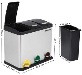 Odpadkový kôš 3 x 8 l strieborný
