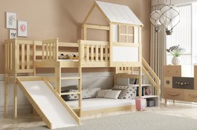 Interbeds Poschodová posteľ Antresola Domček so šmykľavkou a schodmi 200cm x 90cm