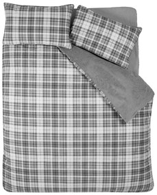 Sivé obliečky na dvojlôžko/predĺžené s baránkom 230x220 cm Cosy Sherpa Check – Catherine Lansfield