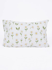 Bavlnená obliečka na vankúš Renforcé 40 × 60 cm - Sedmokrásky sivozelené/biele