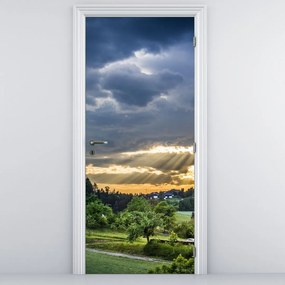 Fototapeta na dvere - Krajina s lúčmi (95x205cm)