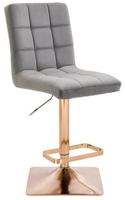 LuxuryForm Barová stolička TOLEDO VELUR na zlatej hranatej podstave - svetlo šedá