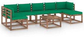 8-dielna záhradná sedacia súprava so zelenými podložkami
