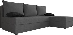 Rozkladacia obojstranná sedacia súprava do L VALERIO SLIM 200x140 cm, tmavosivá + 2 vankúšiky ZDARMA