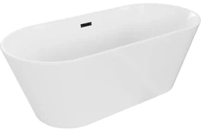 Mexen Flavia, voľne stojaca vaňa 170 x 75 cm, biela, čierny matný prepad, 54031708000-70