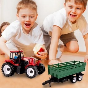 TRAKTOR FARMÁRSKY 47cm S ODNÍMATEĽNÝM PRÍVESOM + FIGÚRKA FARMÁRE