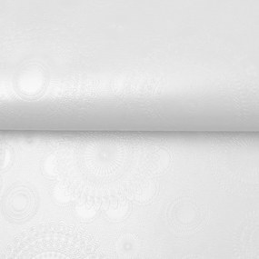 PVC obrus Vyrazené mandaly na krémovo bielom PV-201 - metráž š. 140 cm