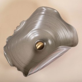 Rea Handmade Art, keramické umývadlo na dosku 530x380x220 mm, béžová-hnedá, REA-U6327