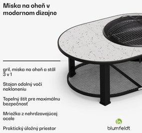 Blumfeldt Merano Circolo L, ohnisko 3 v 1, s funkciou grilu, dá sa použiť ako stôl, 122 x 87 cm