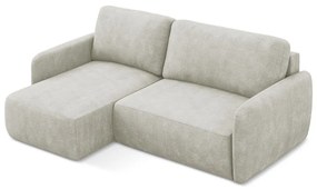 Krémová ženilková rozkladacia/s úložným priestorom rohová pohovka (ľavý roh/s leňoškou) Lilo – Makamii