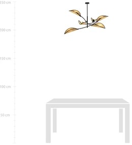 Luster na tyči LOTUS 6xE14/10W/230V čierna/béžová