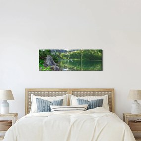 Obraz jazera v Tatrách (s hodinami) (90x30 cm)