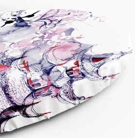 Gario Okrúhly obraz na plátne Japonská pagoda a čerešňový kvet Rozmery: 60 x 60 cm