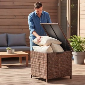Elegantný záhradný úložný box z technoratanu - hnedý S
